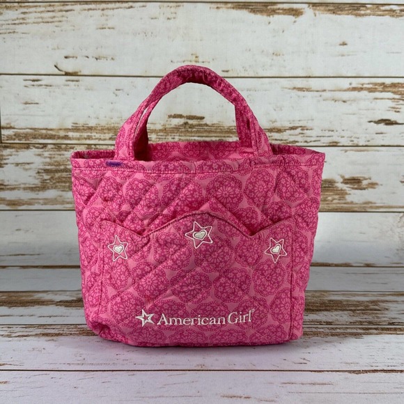 American Girl AG Pink and White Bag with Front Pocket and Handles - Picture 1 of 3